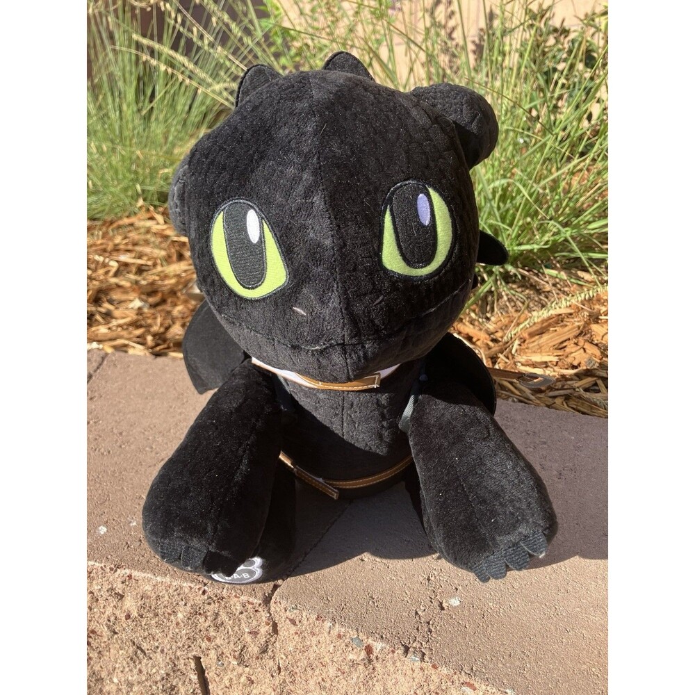 Build A Bear Dreamworks Dragon Plush Stuffed Animal Black W/Saddle 20ā W/Wings
